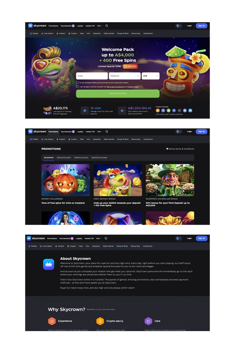 SkyCrown Casino pokies selection